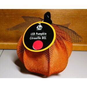Seasonal Collection LED Lighted Pumpkin Metal Wire with Orange Fabric Battery